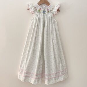 SILLY GOOSE EUC Hand Smocked Ice Cream Pastel Flutter Sleeve Heirloom Dress